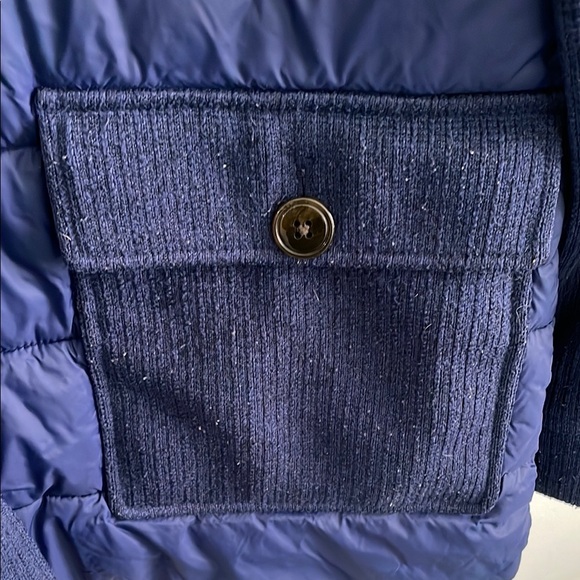 Lands End Blue Toggle Knit Puffer Coat with Removable Hood - Picture 2 of 9